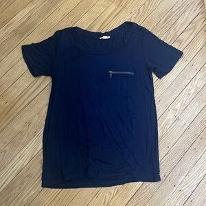 Zenana Outfitters Navy Blue Short Sleeve Scoop Neck Tee Size Large